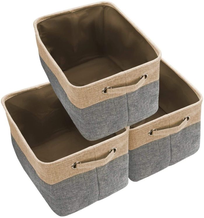 Okbonn Foldable Storage Bin Basket Set [3-Pack]  (Grey)