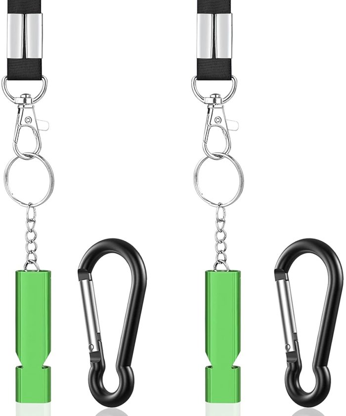 Okbonn 2PCS Outdoor Loudest Emergency Survival Whistles with Carabiner and Lanyard for Camping Hiking Sports Dog Training