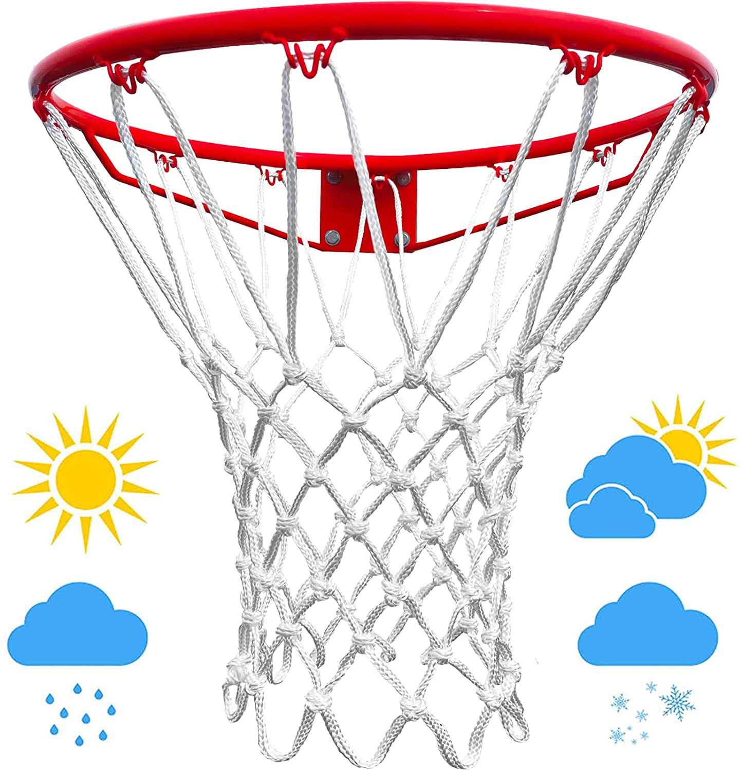 12 Loops Basketball Nets Standard Indoor or Outdoor Rims ZONE FR 2 Pack Basketball Net Heavy Duty for All Weather 