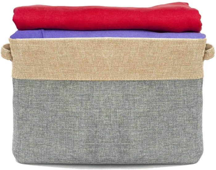 Okbonn Foldable Storage Bin Basket Set [3-Pack]  (Grey) - Image 2