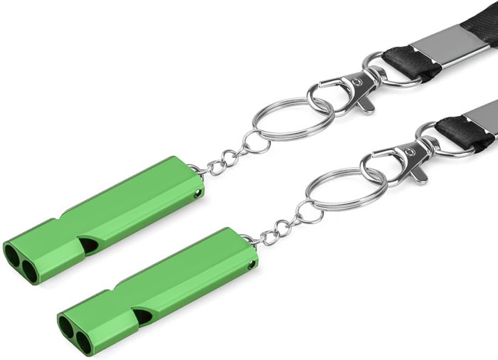Okbonn 2PCS Outdoor Loudest Emergency Survival Whistles with Carabiner and Lanyard for Camping Hiking Sports Dog Training - Image 2