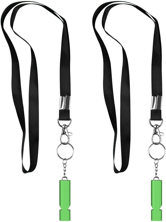 Okbonn 2PCS Outdoor Loudest Emergency Survival Whistles with Carabiner and Lanyard for Camping Hiking Sports Dog Training - Image 4