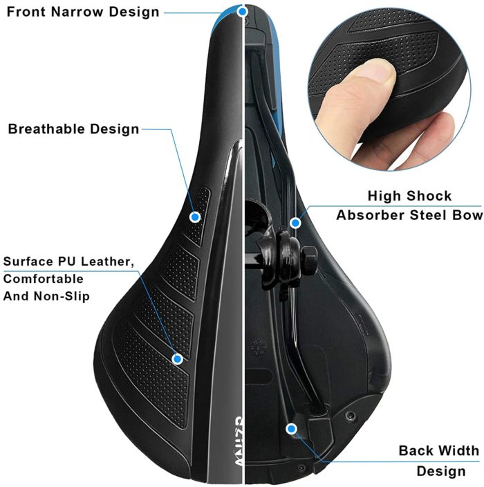 OKBONN Mountain Bike Seat,Professional Replacement Thin Bicycle Seats for Women Men, Waterproof Bikes Saddle for Mountain Bikes,Road Bikes,Fitness Bikes - Image 2